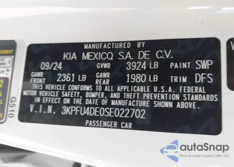 2025 Kia K4 Ex z USA, uszkodzony, nr VIN 3KPFU4DE0SE022702
